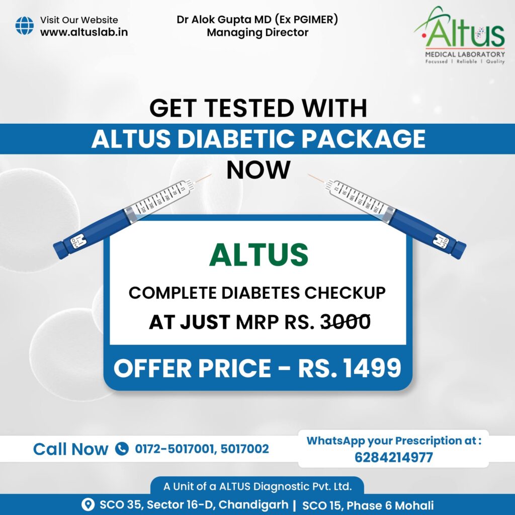 Get Tested with Altus Diabetic Package Now & manage Your Diabetes On Time