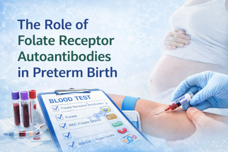 Folate receptor autoantibodies blood test in pregnancy related to preterm birth showing FRAT testing and folate levels