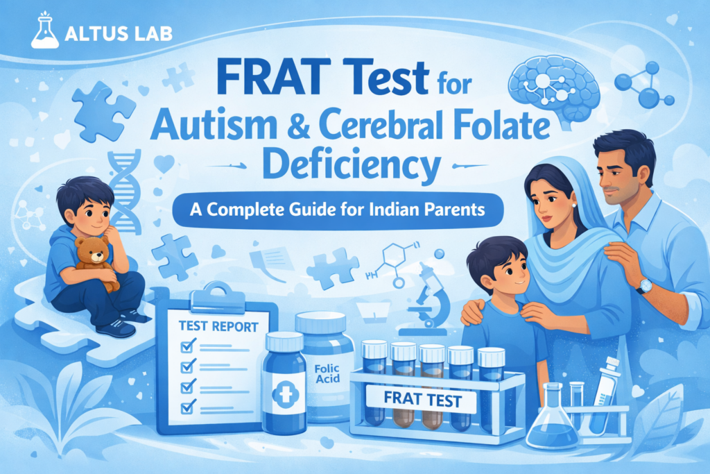 FRAT test for autism and cerebral folate deficiency guide for Indian parents with lab testing illustration