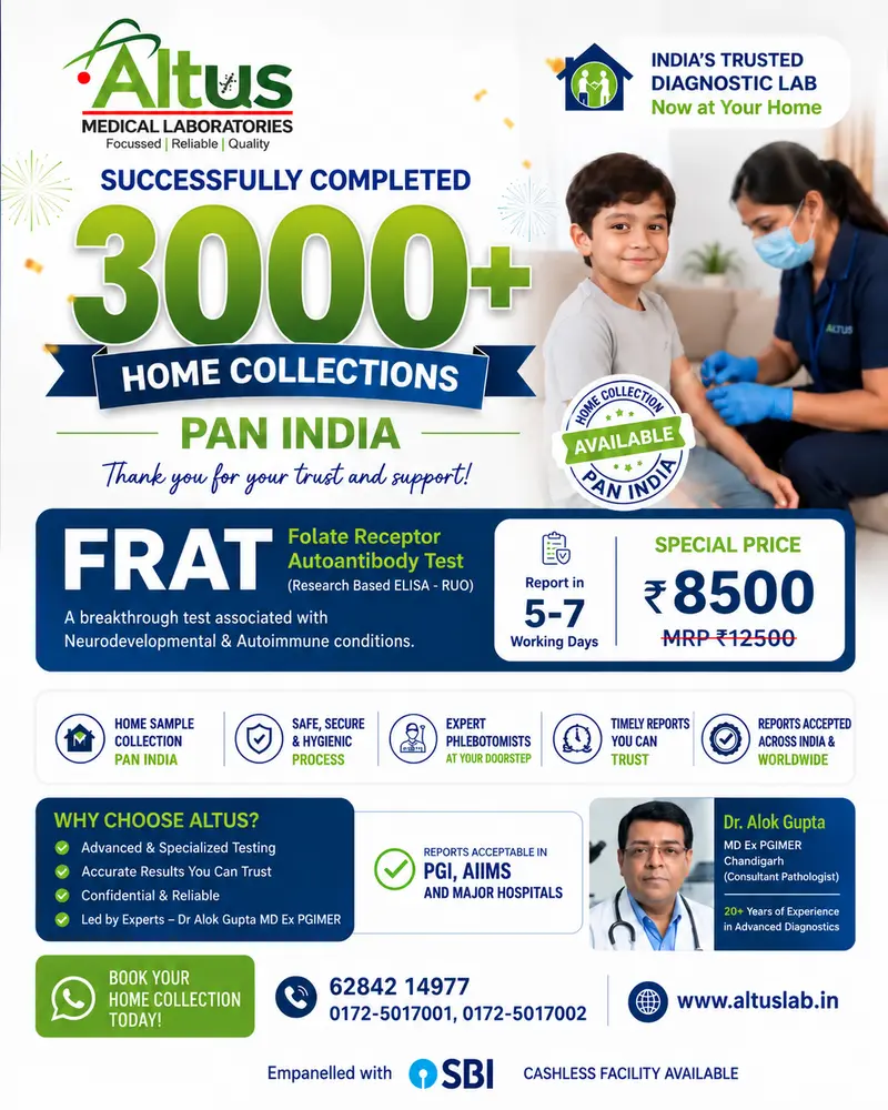 Altus Lab milestone: 3,000+ FRAT home collections completed across India